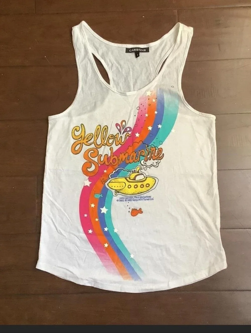 Carbon 38 Women's The Beatles Yellow Submarine White Tank Top | Sz S M